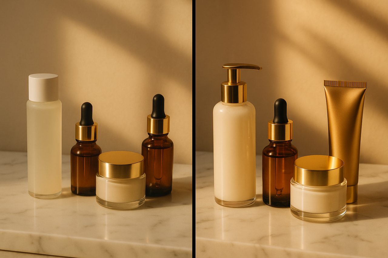Editorial diptych representing the transformative results of a chemical peel regimen